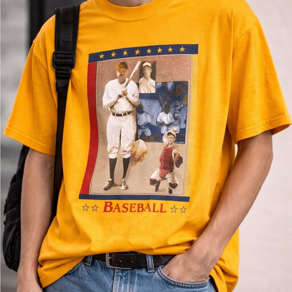 Vintage 90s Baseball Graphic T-Shirt Gildan Ultra Cotton USA Made L